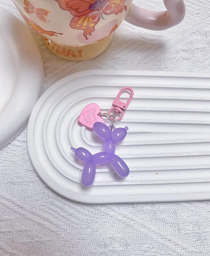 LAEKOU Jelly Balloon Dog Design Keychain for Women, Cute Girls Key Chain, Bag Charms Accessories for Car Purse Backpack