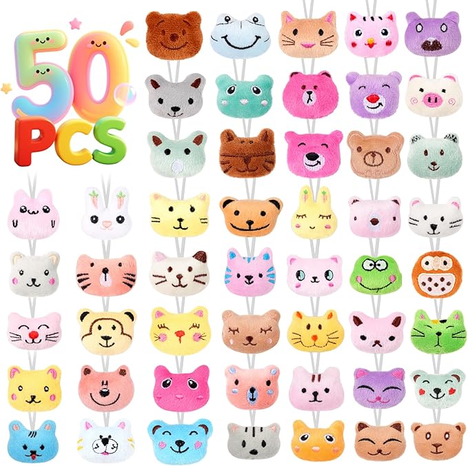 VISATOR 50pcs Mini Stuffed Animals Keychains– Small Plush Toys Bulk for Claw Machine Prizes, Christmas Party Favors for Kids, Classroom Rewards, Carnival Gifts, Goodie Bags, Easter & Birthday Gifts