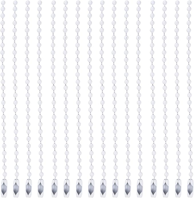 MECCANIXITY 20Pcs 5 Inch 12cm Ball Bead Chain, Metal Ball Chain with Connectors for Hanging Ornament Jewelry Necklace Dog Tag Keychain Christmas Decoration,White