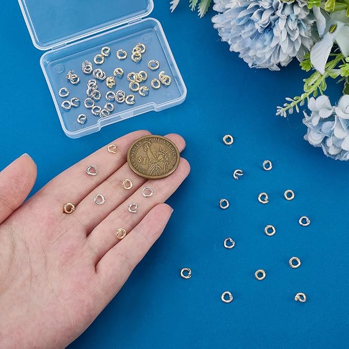 PH PandaHall 60pcs 2 Colors Locking Jump Rings, Brass 5.5mm Locking Rings Open Jump Rings Jewelry Connectors Findings for DIY Crafts Bracelet Necklace Earring Jewelry Making, 16 Gauge
