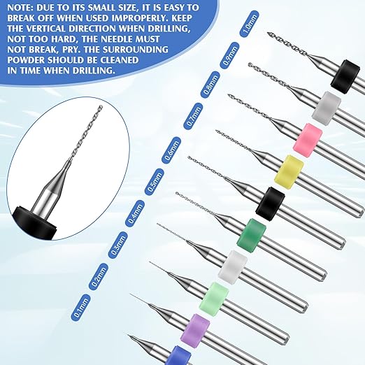 Mudder 57 Pieces Micro Hand Drill Bits Set with Pin Vise 46 Pcs Pin Vise Hand Twist Drills and 10 Pcs PCB Mini Cutting Bits for Resin Polymer Clay Craft DIY Jewelry(Blue)