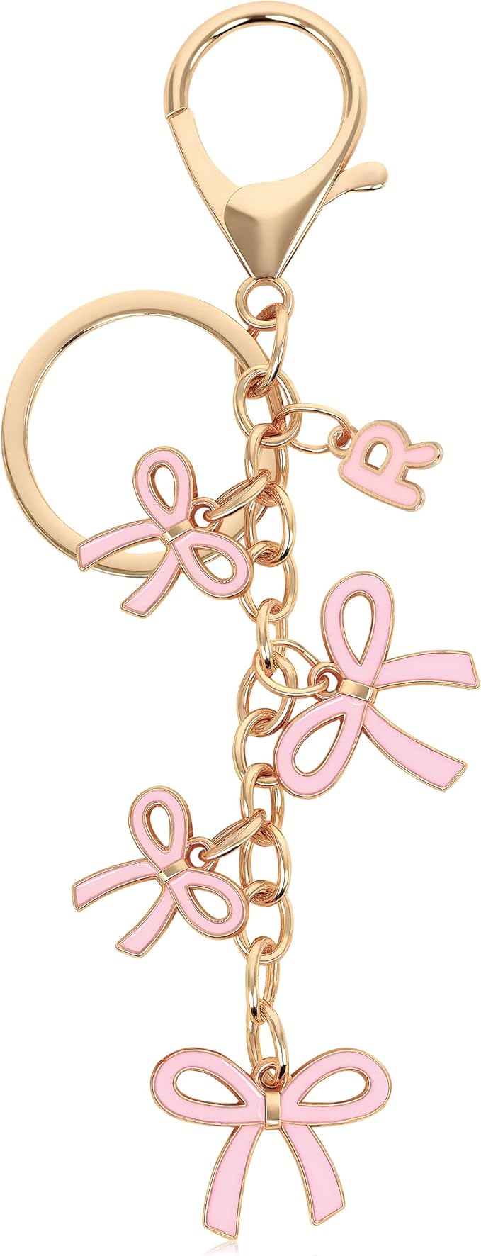 Bow Purse Charms Keychain - Pink Bow Alphabet Letter Key Chain, Bag Charms Wallet