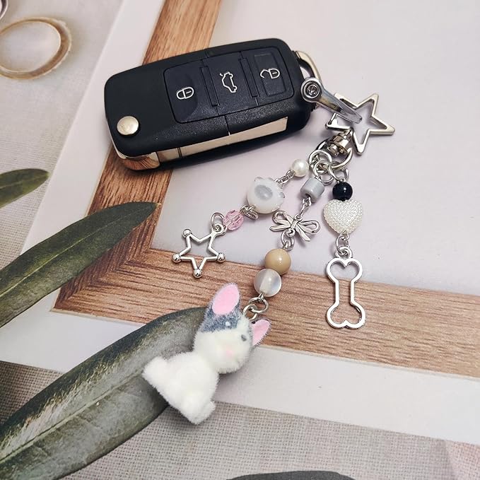 Cute Dog Keychain Fuzzy Dog Puppy Decor Keychain Aesthetic Y2K Bag Charms Stylish Dog Pendant Keychains Accessories
