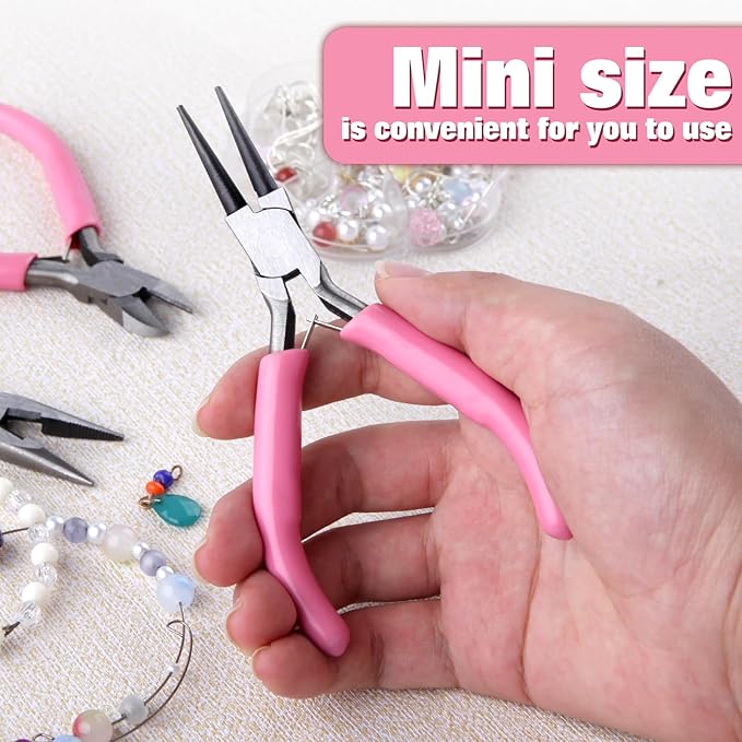 Mini Jewelry Pliers Set 3 Pcs Jewelry Making Tools Pliers Kit Includes Long Nose Pliers/Round Nose Pliers/Diagonal Pliers, Wire Cutters Pliers for Jewelry Making Wire Wrapping Beading Crafts