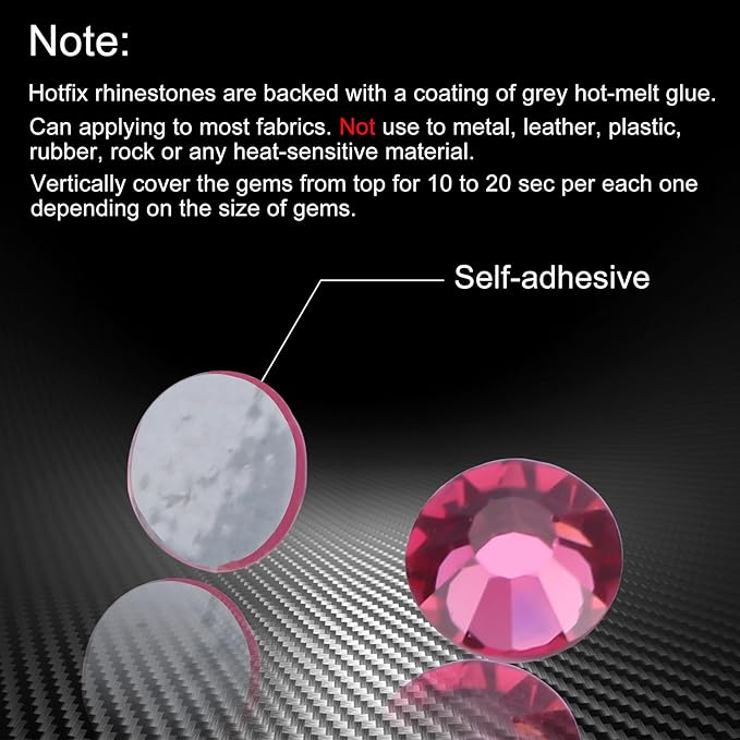 Hot Fix Crystal Flatback Rhinestones Glass Diamantes Gems 4.0mm(16ss 1440pcs, Rose)