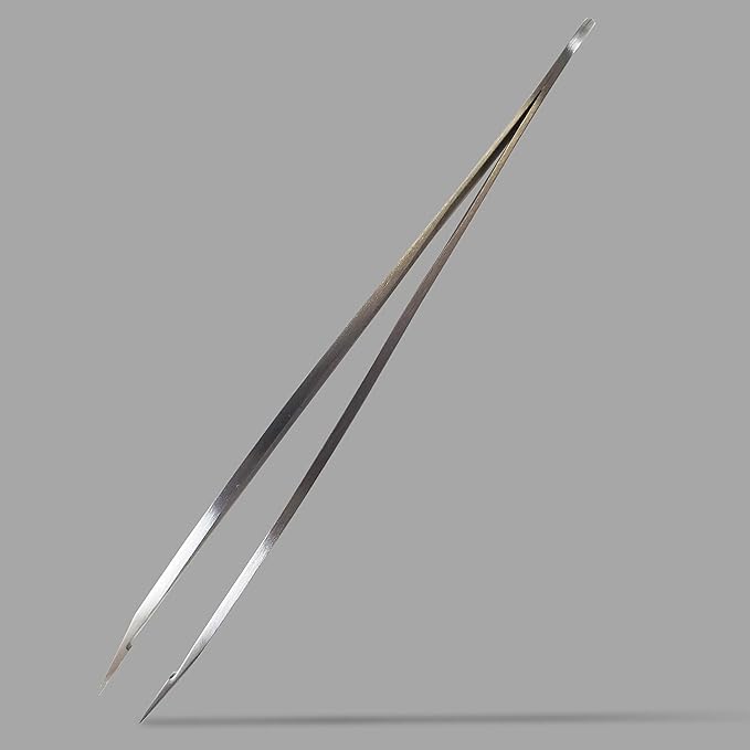 Zizzili Basics Elite Series Pointed Tweezers - Sharp Precision Tips + Surgical Grade Stainless Steel Tweezer for Professional Eyebrow and Facial Hair Removal