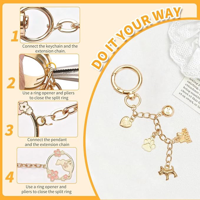 533 Pcs Charms Lip Gloss Keychain Making Kit,Including Key Clips, Lobster Claw Keychains, Extension Chains, Jewelry Pliers, and Bag Charm kit, Suitable for Jewelry Making,Christmas gift for women