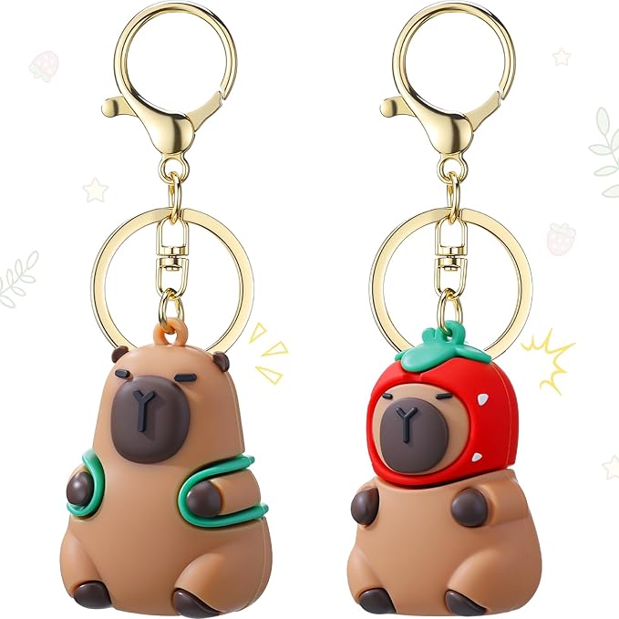 Nosiny 2 Pcs Capybara Keychain Pendant Charm Cute Capybara Keychain Animals Backpack Charm Stuff for Christmas Gift Exchange Birthday Party Favors Easter Filling