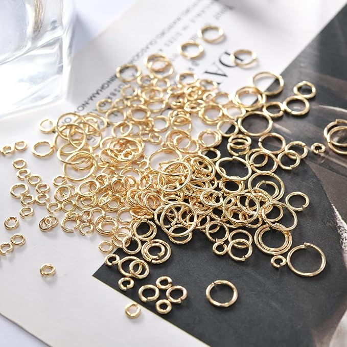 500pcs 14k Gold Filled Jump Rings,Non Tarnish Gold Open Jump Rings for Necklace Bracelet Earrings DIY Jewelry Making Supplies (0.7x5mm, Gold)