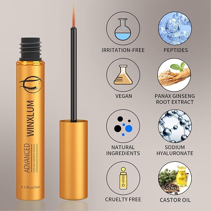 Premium Eyebrow Growth Serum with Peptides for Fuller, Longer, Thicker, and Stronger Lashes, Vegan & Cruelty Free, 5ML, Plant Extract, Irritation-Free