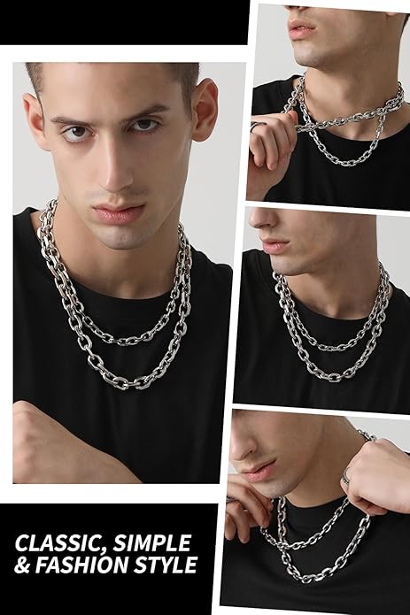 ChainsHouse Stainless Steel Cable Chain Necklaces for Men Women, 3mm/5mm/7mm/9mm/12mm 18K Gold/Black Plated Mens Cable Link Chains, 18"-30" Length - Send Gift Box