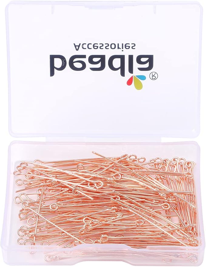 Rose Gold Plated Open Eye Pins Non Tarnish 35mm 150pcs for Jewelry Making Findings