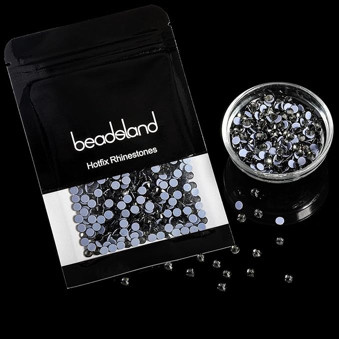 Beadsland Hotfix Rhinestones, 2880pcs Flatback Crystal Rhinestones for Crafts Clothes DIY Decoration, Black Diamond, SS10, 2.7-2.9mm