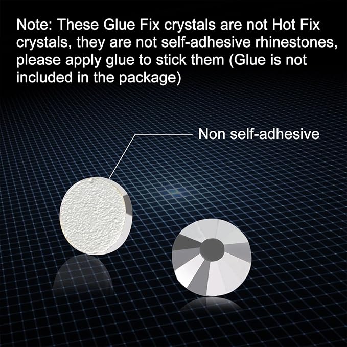 Jollin Glue Fix Crystal Flatback Rhinestones Glass Diamantes Gems for Nail Art Crafts Decorations Clothes Shoes(ss8 2880pcs, Silver)