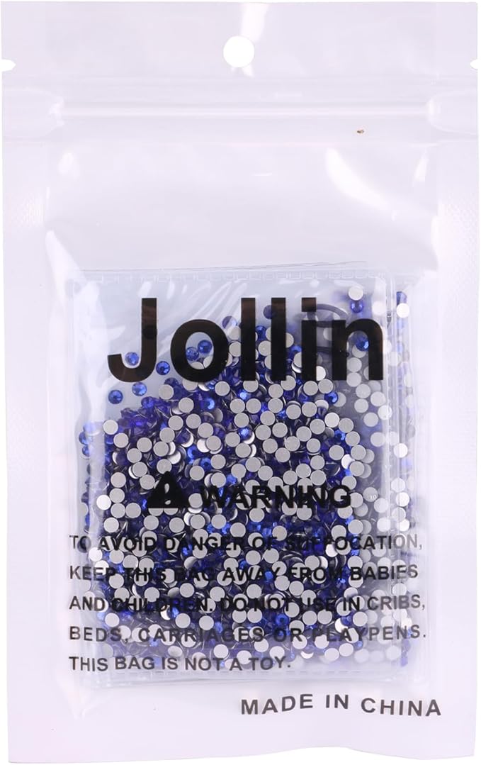 Jollin 2880pcs Flatback Rhinestones Glue Fix Crystal Glass Diamantes Gems for Crafting Nail Art Crafts Decorations Clothes Shoes 2.8 mm (ss10, Sapphire)