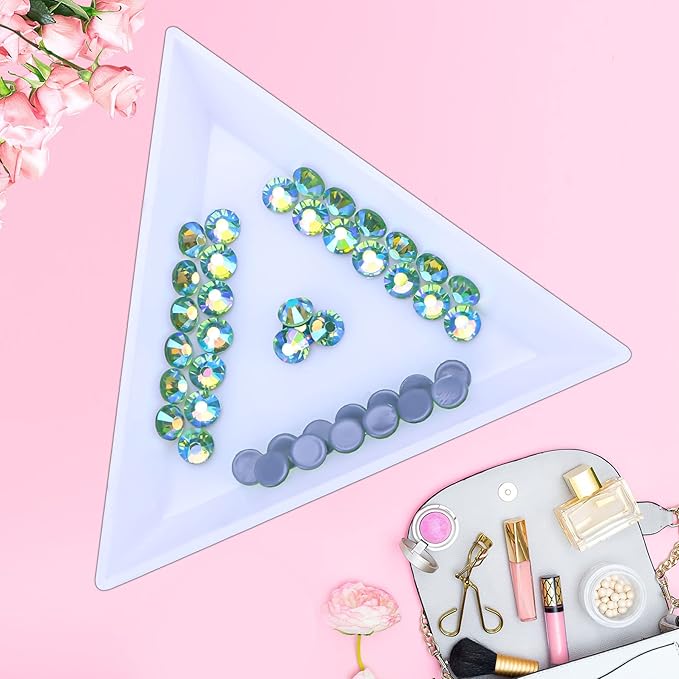 Hot Fix Crystal Flatback Rhinestones Glass Diamantes Gems 3.2mm(12ss 1440pcs, Light Green AB)