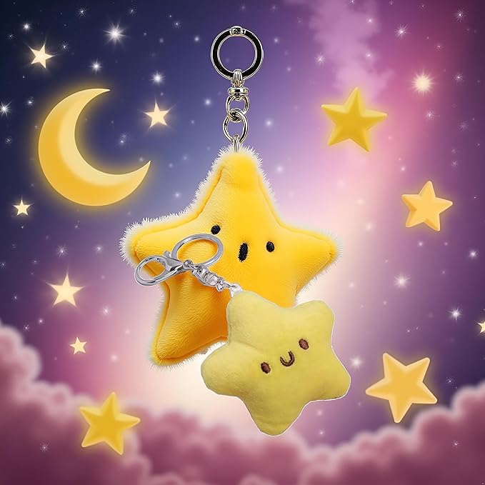 1Pc Yellow Plush Star Car Keychain Backpack Accessories Doll Pendant Heart Healing in Addition to Serving as a Keychain Women's Keyrings and Keychains Car Accessories