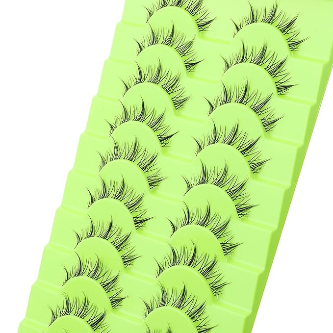 outopen Manga Lashes Natural Look Wispy Fluffy Asian Cosplay Eyelashes Spiky Japanese Anime Lashes 3D Short Fake Eyelash 10 Pairs Pack (A-Y40 | 9-13MM)