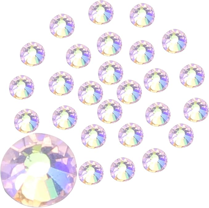 Jollin Glue Fix Crystal Flatback Rhinestones Glass Diamantes Gems for Crafting Nail Art Crafts Decorations Clothes Shoes 3.2mm (ss12 1440pcs, Pink AB)