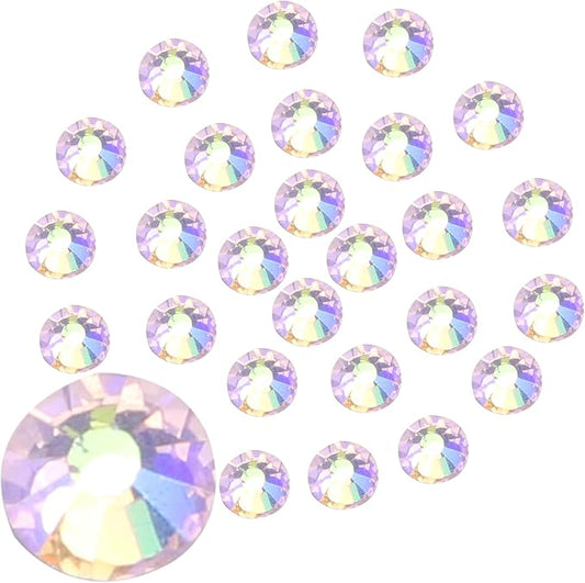 Jollin Glue Fix Crystal Flatback Rhinestones Glass Diamantes Gems for Crafting Nail Art Crafts Decorations Clothes Shoes 3.2mm (ss12 1440pcs, Pink AB)
