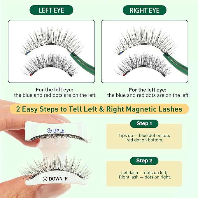 KEYYOU Daily Wear Reusable Magnetic Eyelashes 2 Pair with Applicator No Glue Needed 3D Natural Magnetic Lashes, Easy to Apply & Long Lasting for Daily Use & Events(A01+A04)
