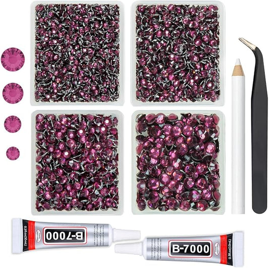 Wine Purple Crystal Resin Rhinestones w B7000 Jewelry Glue for Bedazzling Crafting 3mm-6mm Wine Red Flatback Stones Diamonds Crystals Gems for Nails Face Eyes Makeup Tumbler Bottles DIY Crafts