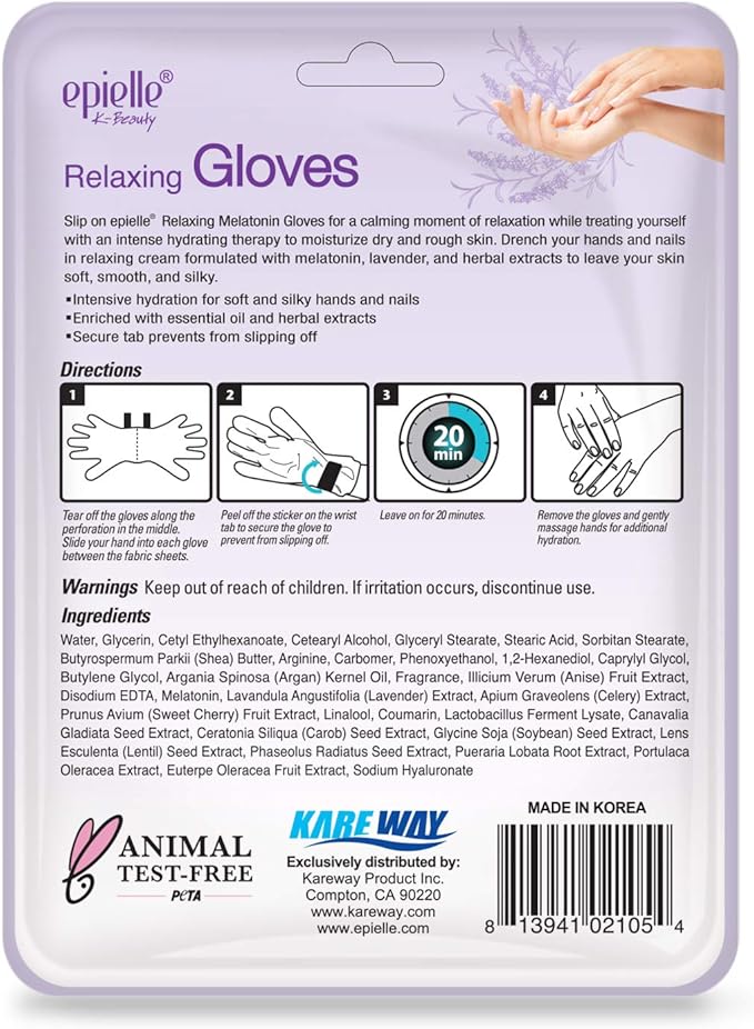 Epielle Relaxing Hand Mask 6 Pairs, Soften and Restore with Melatonin & Lavender Extract, Deep Moisturizing Gloves for Dry, Cracked Hands, Self Care Gifts for Women, Spa Kit, Stocking Stuffers