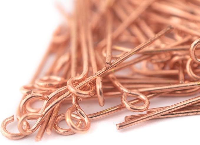 The Bead Chest Copper 21 Gauge 1 Inch Eye Pins (Approx 100 Pieces)