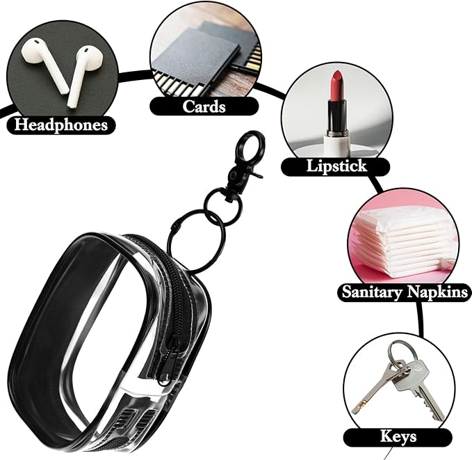 Teaaha Clear Makeup Bag for Women, 3 Pack Black/White Mini Waterproof Make up Cosmetic Pouch Keychain Organizer, See-Through Travel Zipper Bags for Toiletry, Carry-On Travel Accessories Essentials