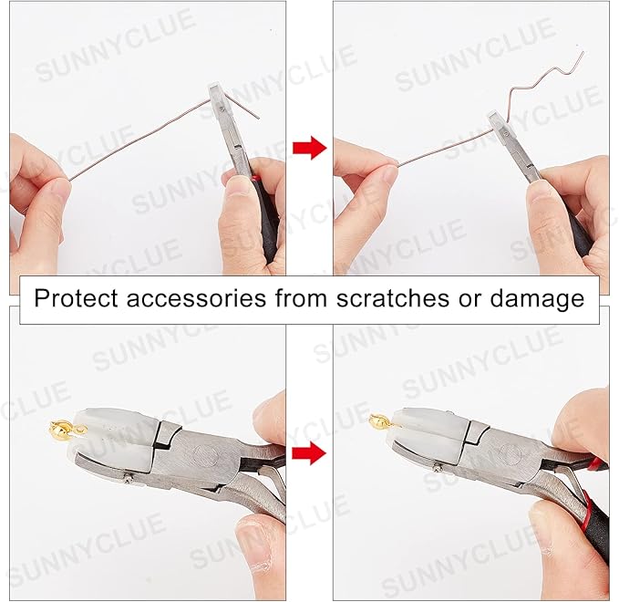 SUNNYCLUE 3.7 Inch Double Nylon Jaw Pliers Jewelry Pliers Mini Precision Pliers Wire Bending Wrapping Forming Tools for DIY Jewelry Making Hobby Projects Black