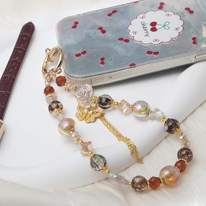Beaded Phone Wrist Strap,Crystal Keychain Wristlet,Camera Strap Wrist,Cute Phone Chain Wristlet Purse Bag Charms