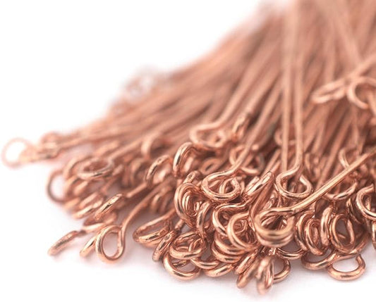 The Bead Chest Copper 21 Gauge 2 Inch Eye Pins (Approx 100 Pieces)