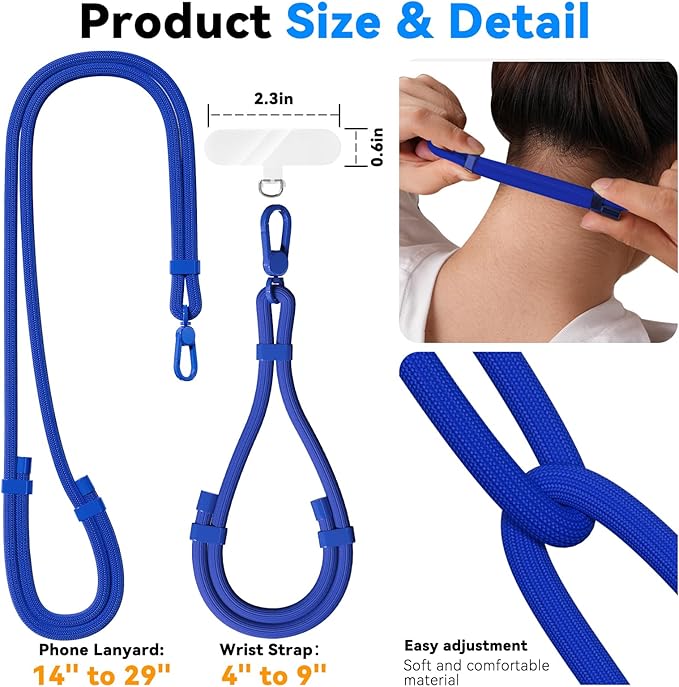 4 Pack Phone Lanyard & Wrist Strap, Cell Phone Lanyard for Around The Neck Adjustable Phone Strap for Most Smartphones