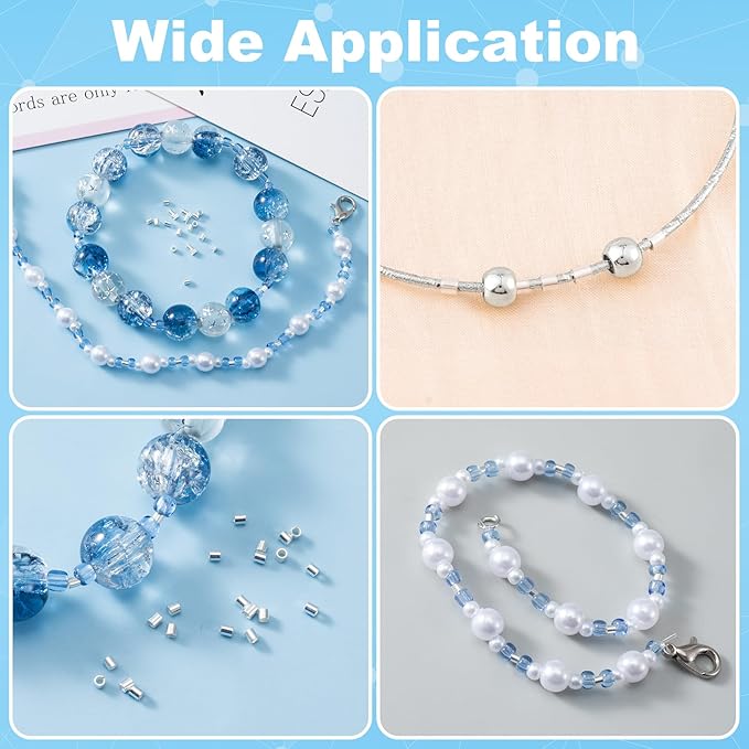 20 Pcs Sterling Silver Crimp Beads, Sterling Silver Beads for Jewelry Making, Tube Loose Beads for DIY Craft, Jewelry Making (1.5mm)