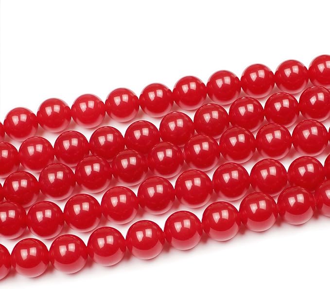 MJDCB Natural Red Jade Round Loose Beads for Jewelry Making DIY Bracelet Necklace (4mm)