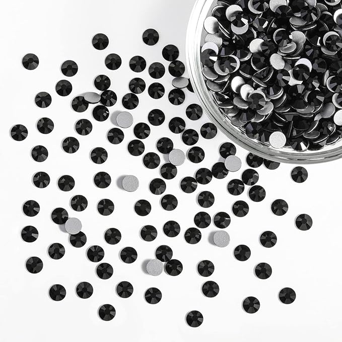 Beadsland Flatback Rhinestones Bulk,14400pcs Black Rhinestones for Nails Crafts Clothes DIY Decoration, Jet Black, SS10, 2.7-2.9mm