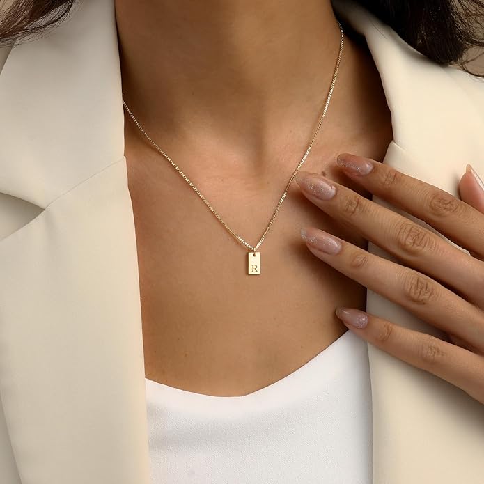 Initial Necklaces for Women 14K Gold Plated Letter Necklace Dainty Name Pendant Necklace Personalized Christmas Gifts for Women Trendy Gold Jewelry