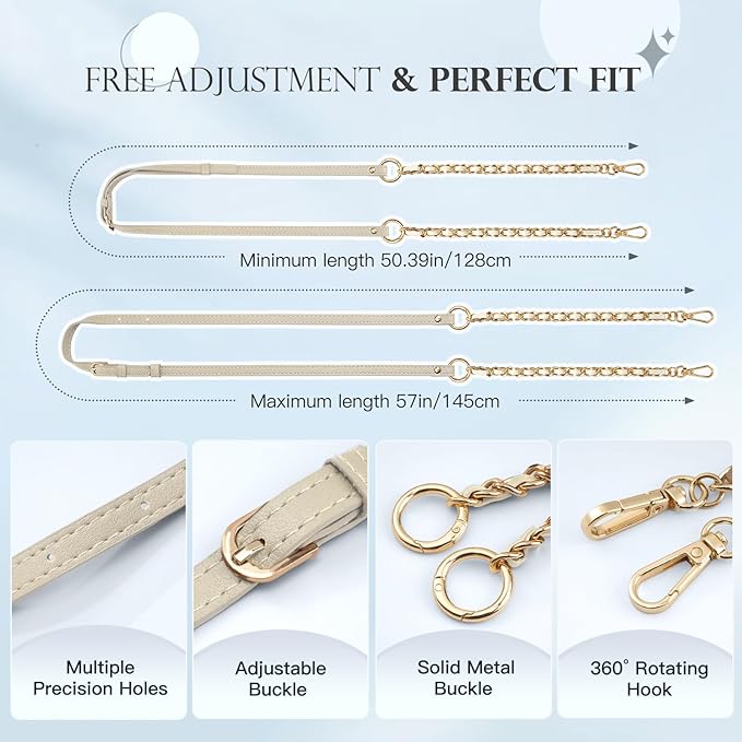 TiMOVO 2-in-1 Phone Lanyard Crossbody, Adjustable Phone Strap for Most Smartphones, PU Strap Combo with Metal Chain for Women