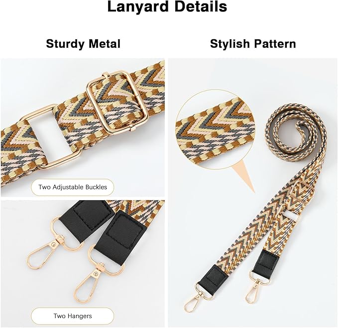 MoKo Universal Phone Lanyard, Braided Adjustable Cell Phone Crossbody Strap Detachable Women & Men Cellphone Lanyards Around The Neck with Patches for iPhone, Most Smartphones, Khaki