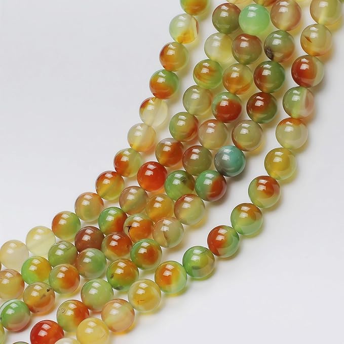 MJDCB Natural Peacock Agate Beads Red Green Agate Beads Round Stone Beads for DIY Necklace Bracelat Jewelry Making Strand 15" (12mm)