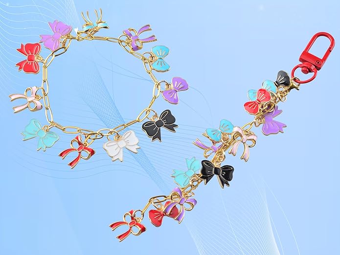 50pcs Gold Bow Charms for Jewelry Making, Cute Charms for Bracelet, Necklaces