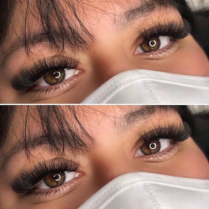 FADLASH Eyelash Extensions Volume 20mm-25mm Mixed Tray Self Fanning Lashes D Curl 0.07mm Lash Extension Supplies Rapid Blooming Lashes (0.07-D, 20-25mm Mix)