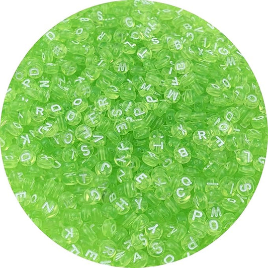 1000pcs Round Letter Beads 4x7mm Acrylic Alphabet Beads Spacer Beads for Jewelry Making Bracelets Necklace Earring Key Chains DIY Craft(I-White Letter Light Green Bead)