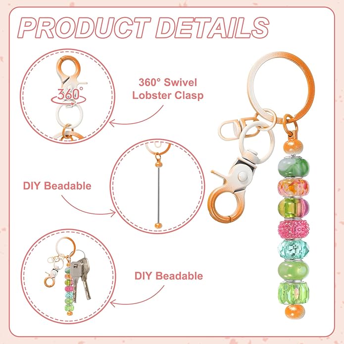 uxcell Beadable Keychain, Keychain Making Supplies, Blank Bead Metal Chain Bars for DIY Crafts Jewelry Making Gift