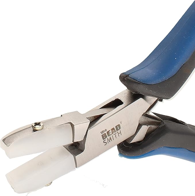 The Beadsmith Flat Nylon Jaw Pliers – 5 inches (127mm) – Ergonomic Handle with Double Leaf Springs – Includes Replacement Heads – Jewelry Making Tool for Creating Bracelets, Earrings & Necklaces