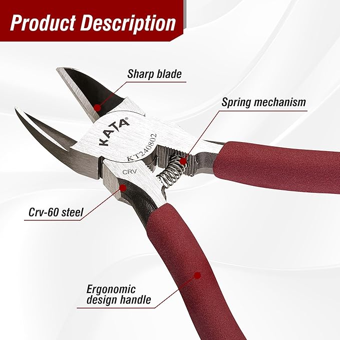 KATA Wire Cutters Plier for Crafting - Heavy Duty 6 Inch Flush Side Cutter Metal Cutting Tool with Safety Cap - Sharp Snips For Zip Tie, Jewelry, Floral, Artificial Flowers, Chicken Wire, Electrical