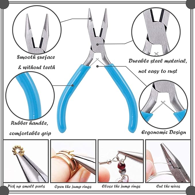 SONGIN 3 Pack Jewelry Pliers Set Tools Includes Needle Nose, Round Nose and Wire Cutters Chain Nose Pliers for Jewelry Making Repair, Wire Wrapping, Beading and Crafts
