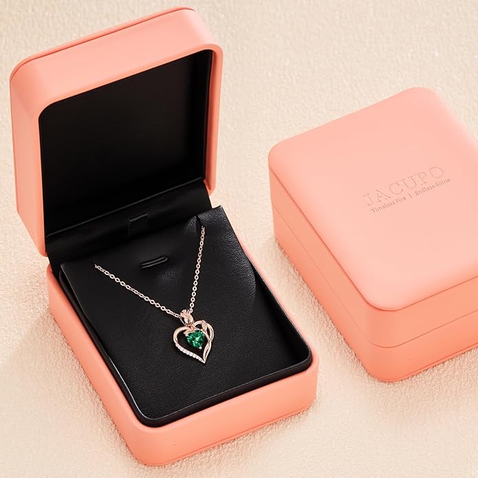 1.2CT Rose Heart Necklace Option of Moissanite or Lab-Grown Sapphire Ruby Emerald&More Necklace for Women Birthstone Girlfriend Necklace S925 Sterling Silver 18K White/Rose Gold Plated D Color VVS1 Gift for Wife Mother Daughter for Birthday Anniversary...