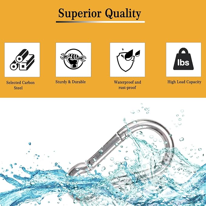 Carabiner Clip Spring Snap Hook, Heavy Duty Spring Snap Hook, Quick Link Keychain Clip for Keys Swing Set Camping Fishing Hiking Traveling