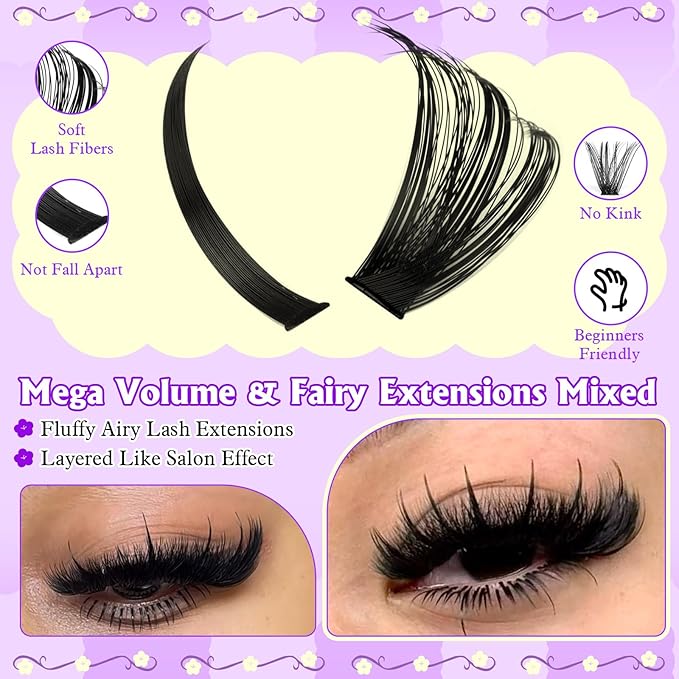 Lash Clusters with Spikes 60D-100D Volume Eyelash Clusters Spiky Individual Lashes Clusters 10-22mm Cluster Eyelash Extensions Wispy Cluster Lashes DIY Mega Lash Extension Manga by calphdiar